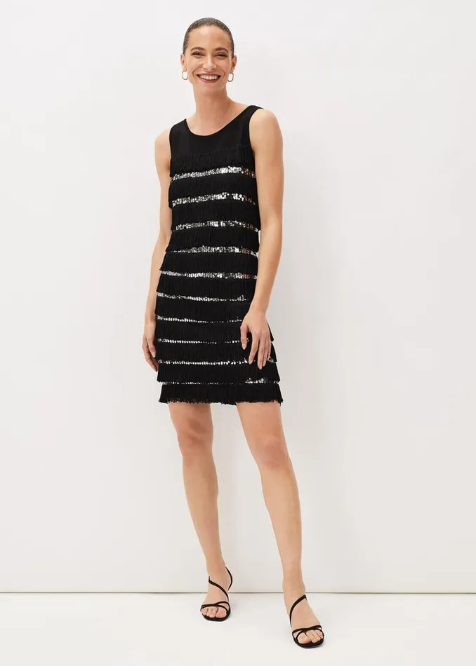 Phase Eight Dresses Sofianne Sequin Fringe Dress Black 8211 Women