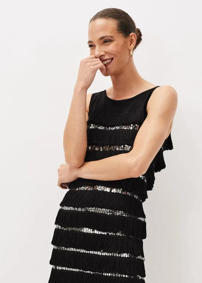 Phase Eight Dresses Sofianne Sequin Fringe Dress Black 8211 Women