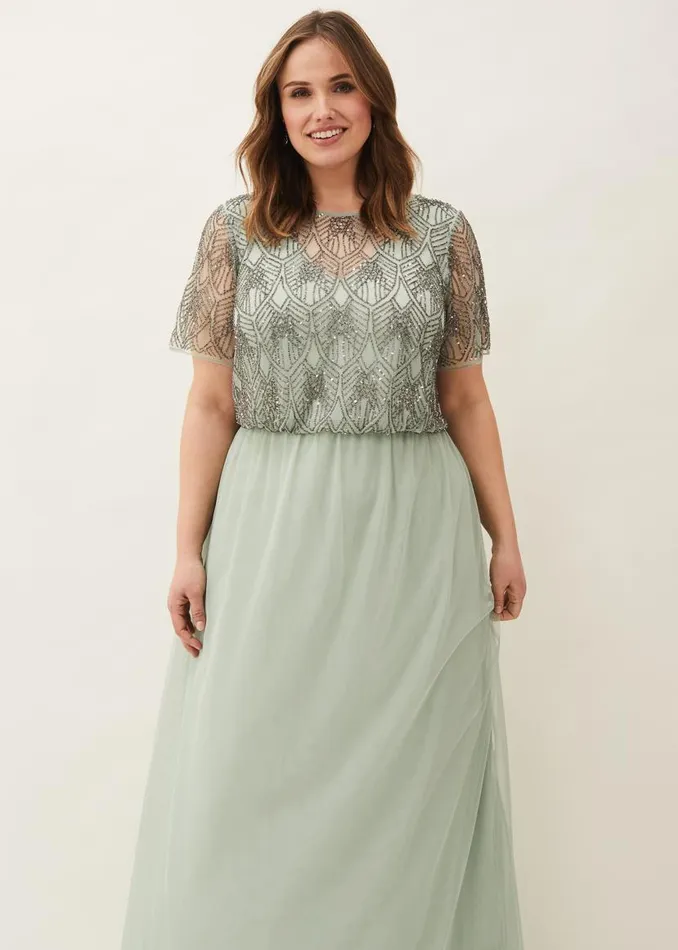 Phase Eight Dresses Tomasi Beaded Tulle Maxi Dress Mint 8211 Women