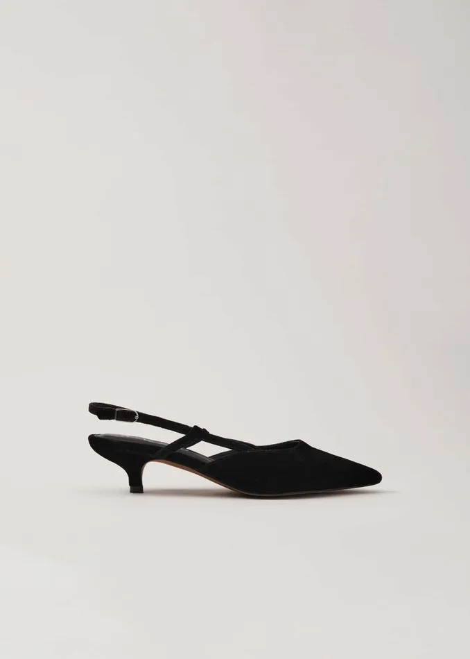Phase Eight Heels Velvet Slingback Kitten Heels Black 8211 Women
