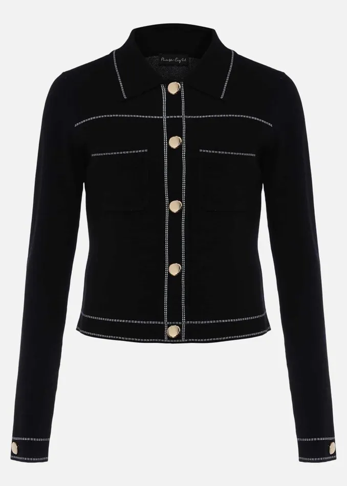 Phase Eight Jackets Amaya Contrast Stitch Knit Jacket Black 8211 Women
