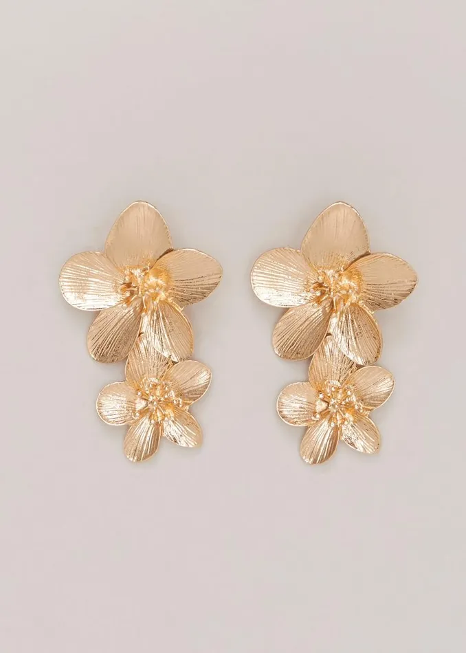 Phase Eight Jewellery Gold Large Flower Drop Earrings Gold 8211 Women