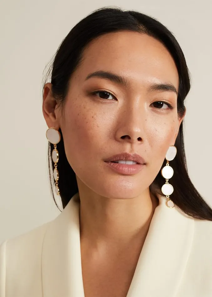 Phase Eight Jewellery Statement Circle Pearl Drop Earrings Cream 8211 Women