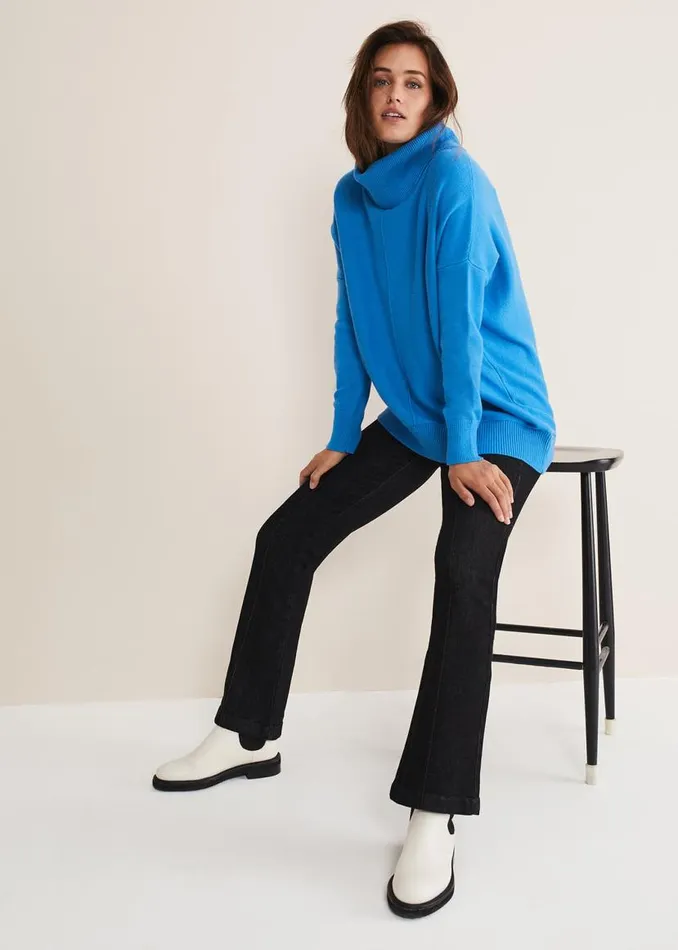 Phase Eight Knitwear Annika Asymmetric Hem Chunky Jumper Pop Blue 8211 Women Phase Eight Knitwear Annika Asymmetric Hem Chunky Jumper Pop Blue 8211 Women
