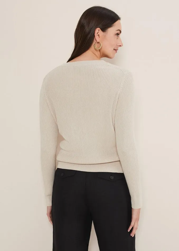 Phase Eight Knitwear Caryl Ribbed Cardigan Stone 8211 Women