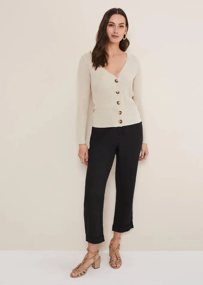 Phase Eight Knitwear Caryl Ribbed Cardigan Stone 8211 Women