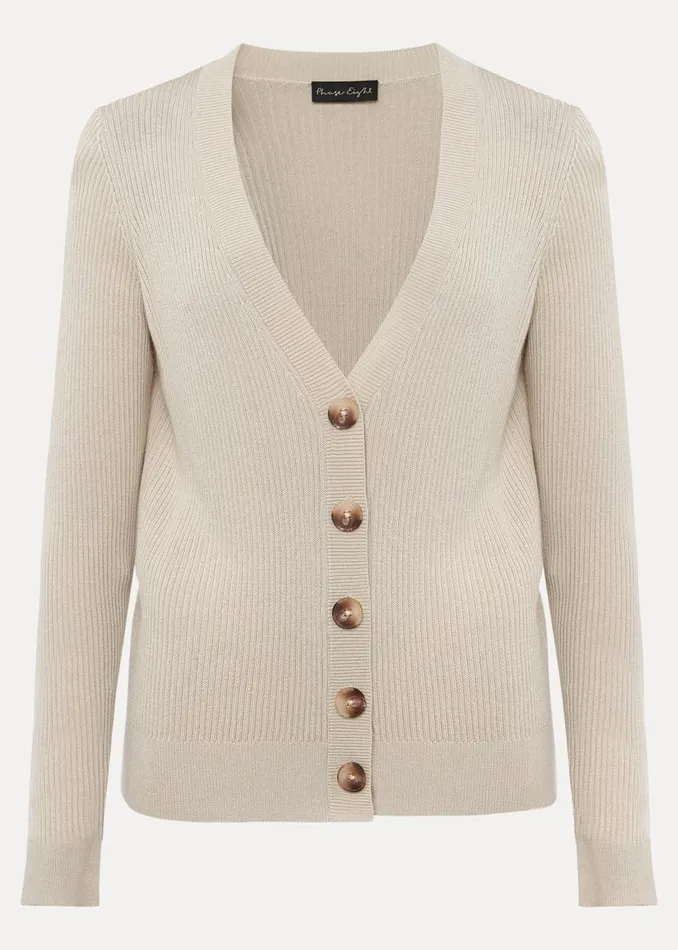 Phase Eight Knitwear Caryl Ribbed Cardigan Stone 8211 Women