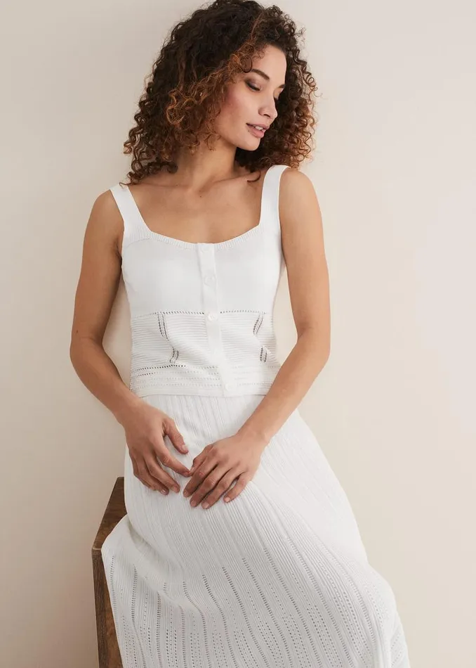 Phase Eight Knitwear Clara Knit CoOrd Vest White 8211 Women
