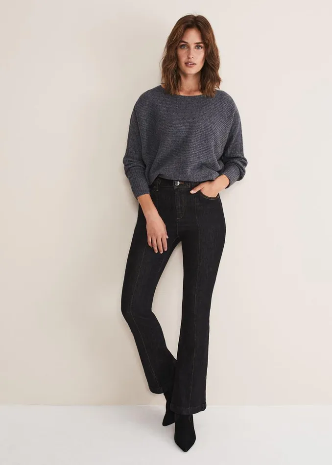 Phase Eight Knitwear Isabella Ripple Wool Cashmere Jumper Charcoal 8211 Women Phase Eight Knitwear Isabella Ripple Wool Cashmere Jumper Charcoal 8211 Women