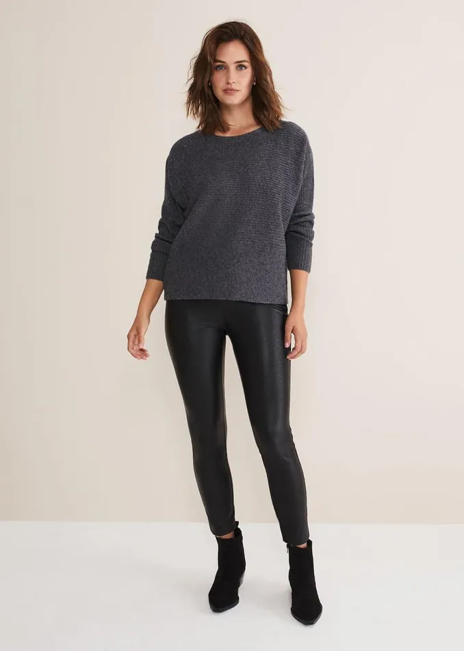 Phase Eight Knitwear Isabella Ripple Wool Cashmere Jumper Charcoal 8211 Women Phase Eight Knitwear Isabella Ripple Wool Cashmere Jumper Charcoal 8211 Women