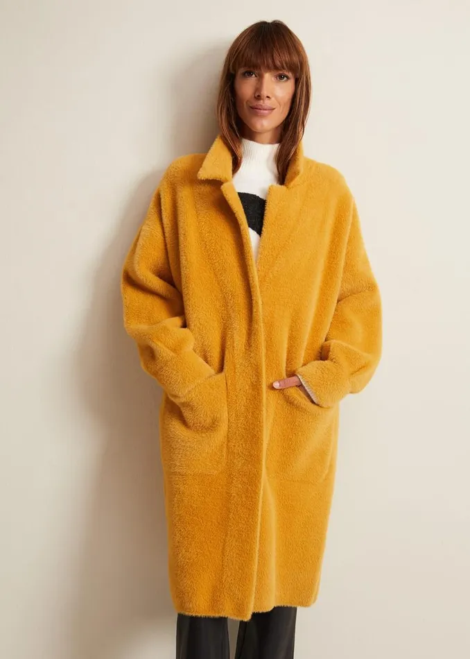 Phase Eight Knitwear Maddie Balloon Sleeve Fluffy Knit Coat Amber 8211 Women Phase Eight Knitwear Maddie Balloon Sleeve Fluffy Knit Coat Amber 8211 Women