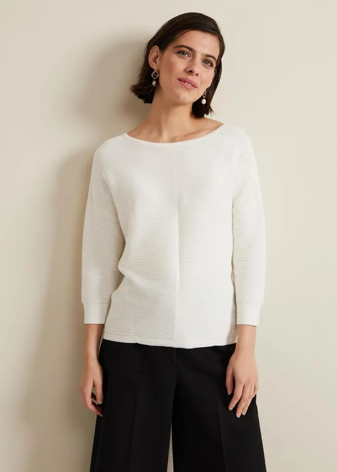 Phase Eight Knitwear Nellie Ripple Stitch Jumper Ivory 8211 Women