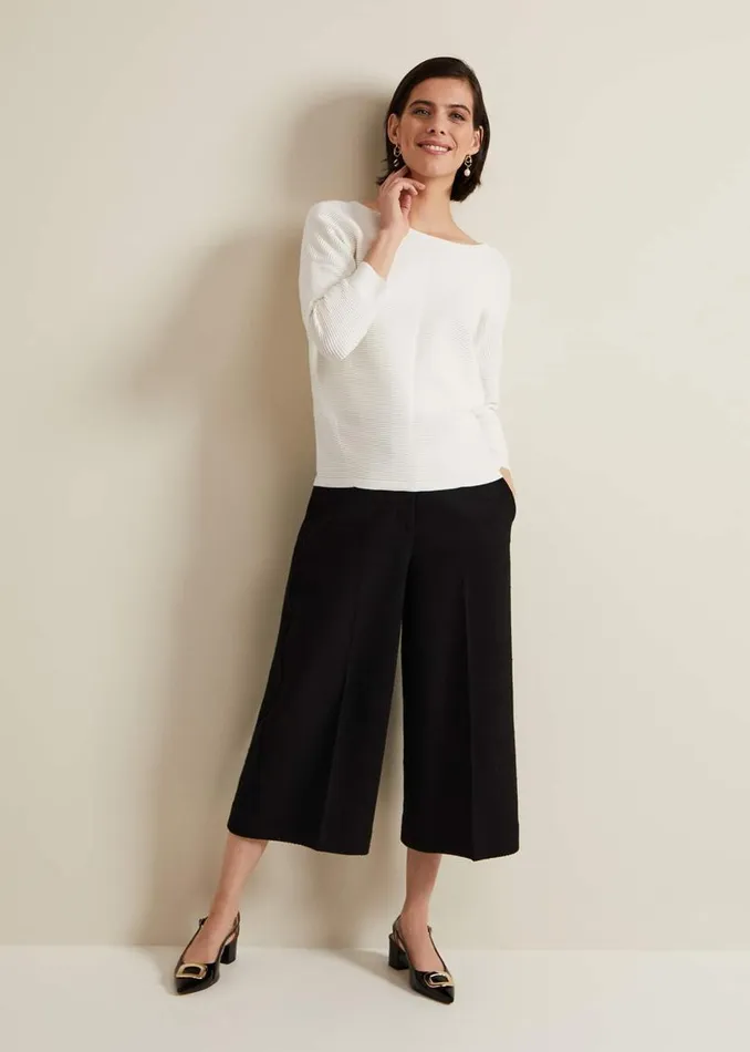 Phase Eight Knitwear Nellie Ripple Stitch Jumper Ivory 8211 Women