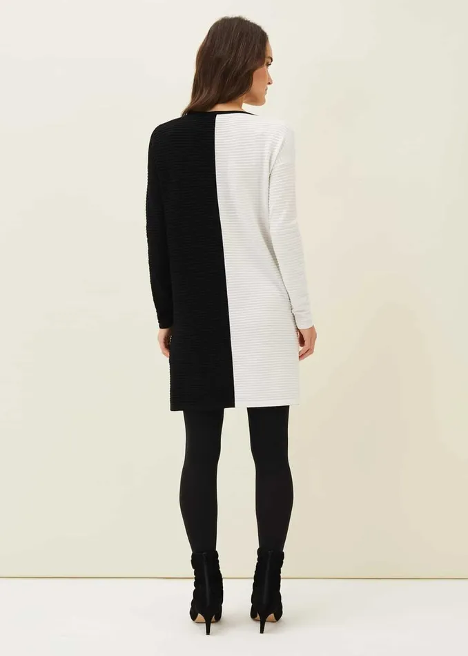 Phase Eight Knitwear Sherrie Ribbed Colourblock Knit Tunic Dress Blackivory 8211 Women Phase Eight Knitwear Sherrie Ribbed Colourblock Knit Tunic Dress Blackivory 8211 Women