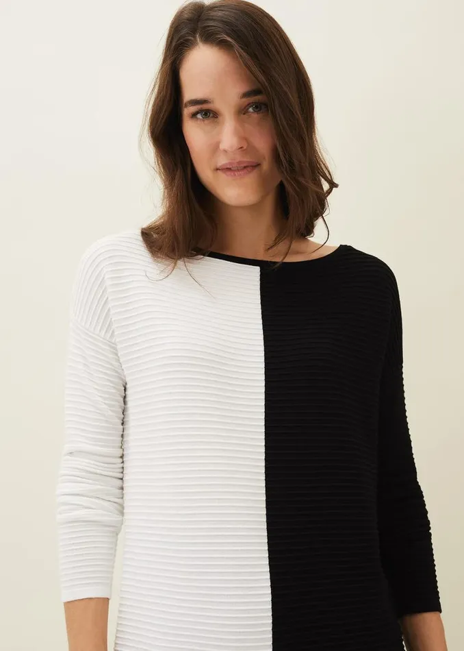 Phase Eight Knitwear Sherrie Ribbed Colourblock Knit Tunic Dress Blackivory 8211 Women Phase Eight Knitwear Sherrie Ribbed Colourblock Knit Tunic Dress Blackivory 8211 Women