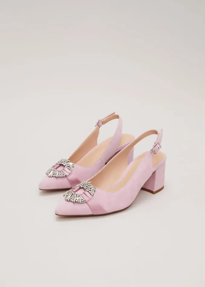 Phase Eight Occasion Shoes Embellished Block Heel Shoes Pink 8211 Women