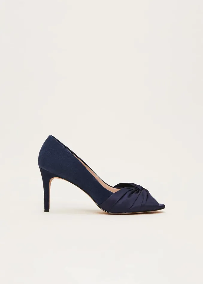 Phase Eight Occasion Shoes Satin Twist Peeptoe Shoe Navy 8211 Women