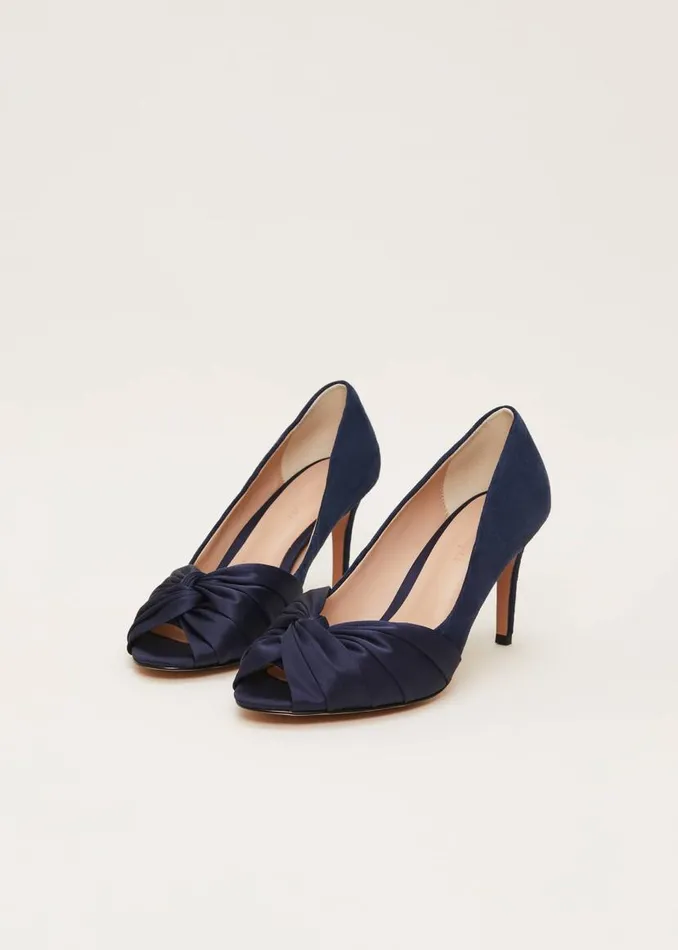 Phase Eight Occasion Shoes Satin Twist Peeptoe Shoe Navy 8211 Women