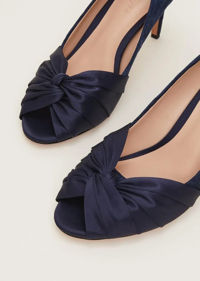 Phase Eight Occasion Shoes Satin Twist Peeptoe Shoe Navy 8211 Women