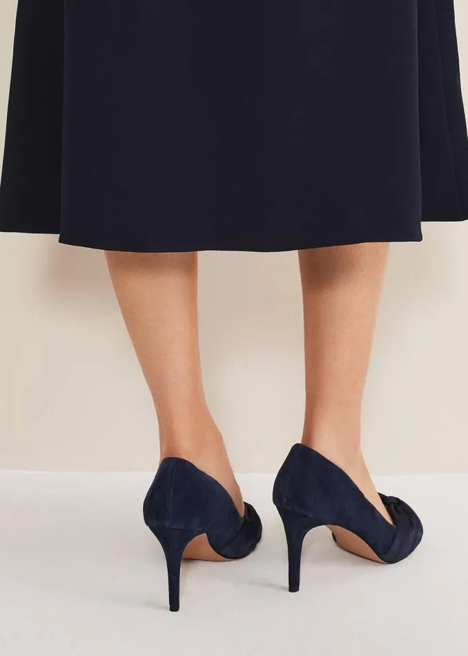 Phase Eight Occasion Shoes Satin Twist Peeptoe Shoe Navy 8211 Women