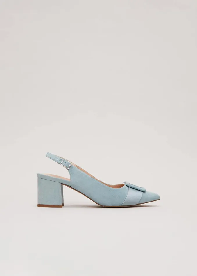 Phase Eight Occasion Shoes Suede Buckle Block Heel Shoe Light Green 8211 Women
