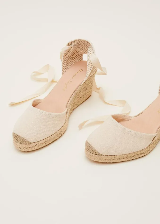 Phase Eight Sandals Plain Tie Strap Espadrille Cream 8211 Women