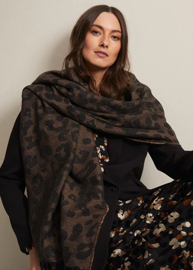 Phase Eight Scarves Leopard Scarf Black Multi 8211 Women