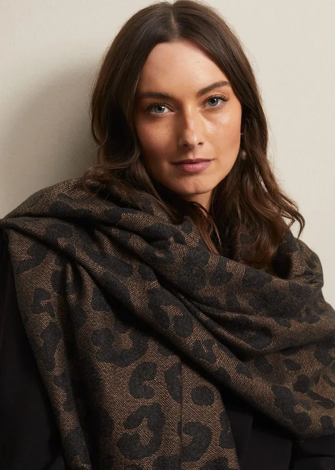 Phase Eight Scarves Leopard Scarf Black Multi 8211 Women