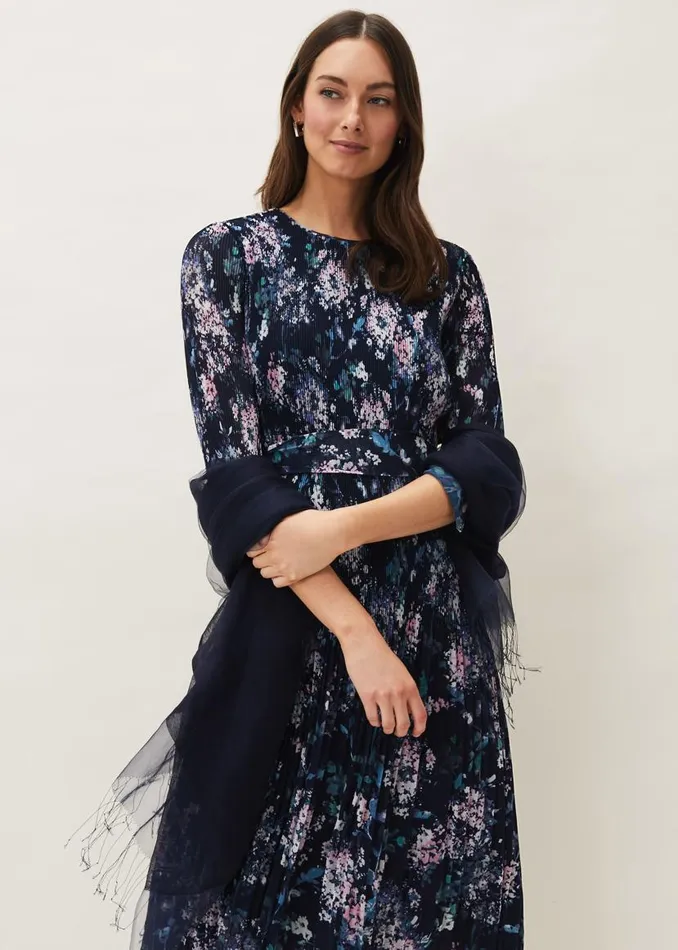 Phase Eight Scarves Silk Blend Scarf Navy 8211 Women