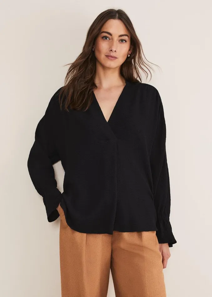 Phase Eight Shirts and Blouses Kym VNeck Textured Blouse Black 8211 Women