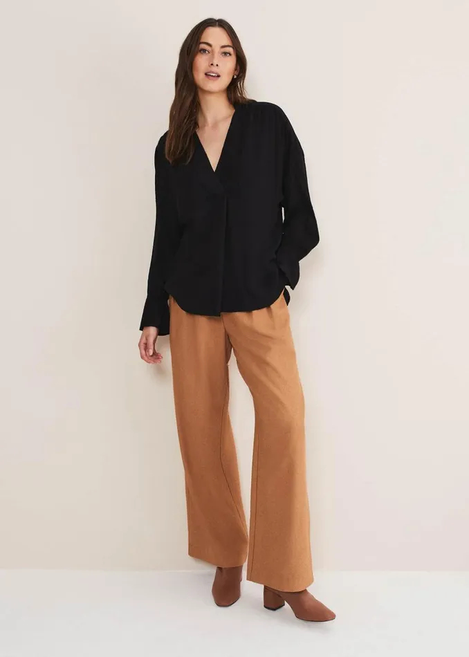 Phase Eight Shirts and Blouses Kym VNeck Textured Blouse Black 8211 Women