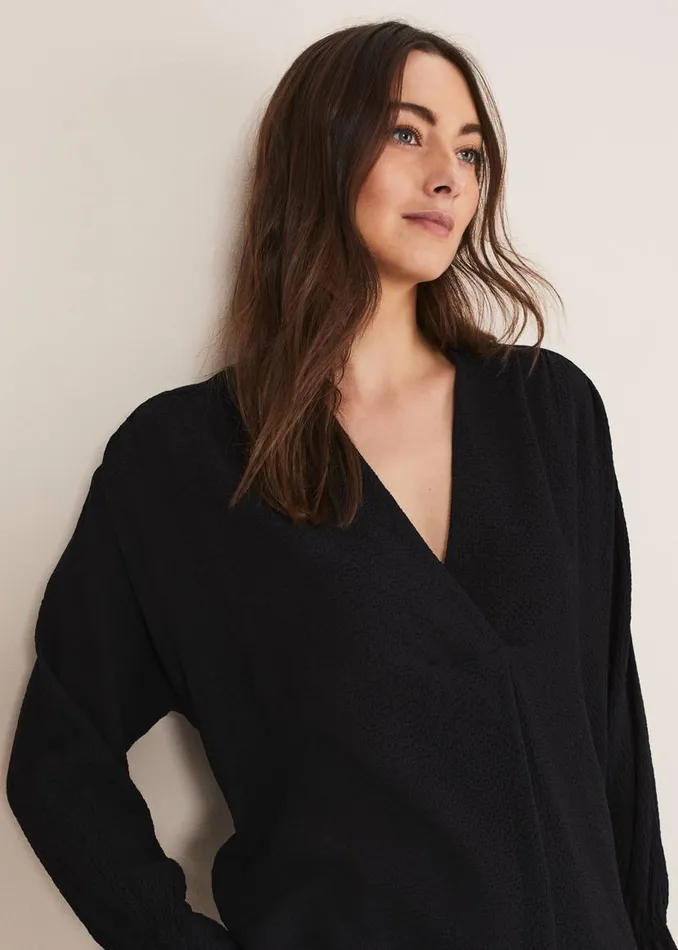 Phase Eight Shirts and Blouses Kym VNeck Textured Blouse Black 8211 Women