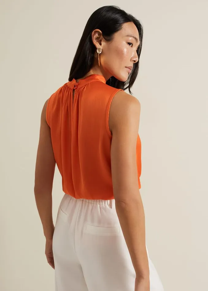 Phase Eight Shirts and Blouses Lizza High Neck Top Orange 8211 Women