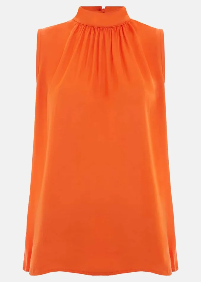 Phase Eight Shirts and Blouses Lizza High Neck Top Orange 8211 Women