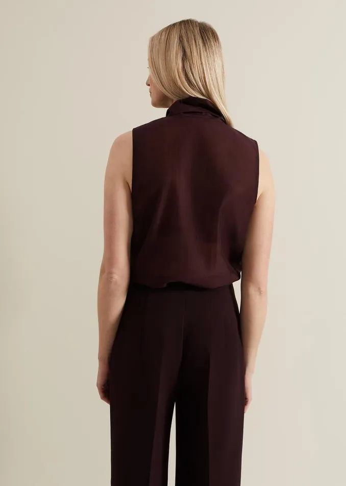 Phase Eight Shirts and Blouses Saylor Sleeveless Pussybow Blouse Burgundy 8211 Women Phase Eight Shirts and Blouses Saylor Sleeveless Pussybow Blouse Burgundy 8211 Women