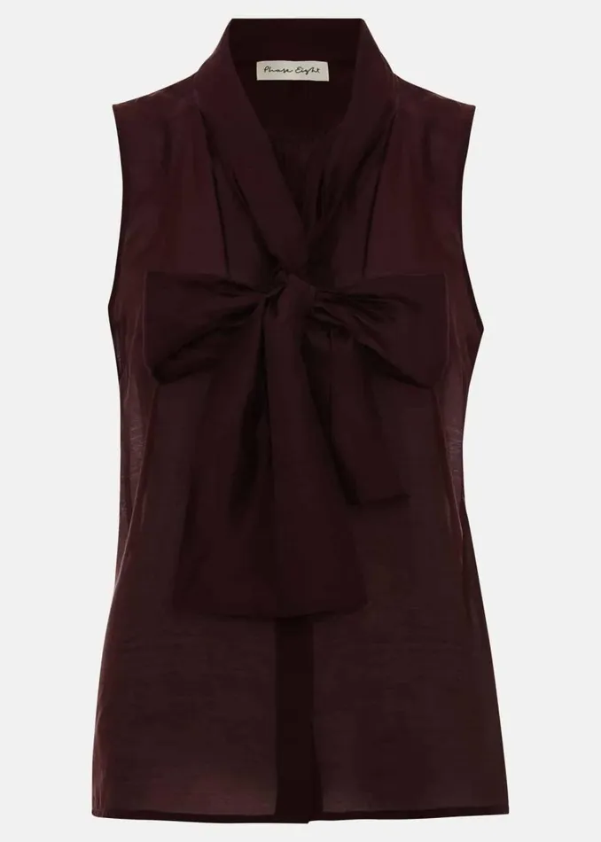 Phase Eight Shirts and Blouses Saylor Sleeveless Pussybow Blouse Burgundy 8211 Women Phase Eight Shirts and Blouses Saylor Sleeveless Pussybow Blouse Burgundy 8211 Women
