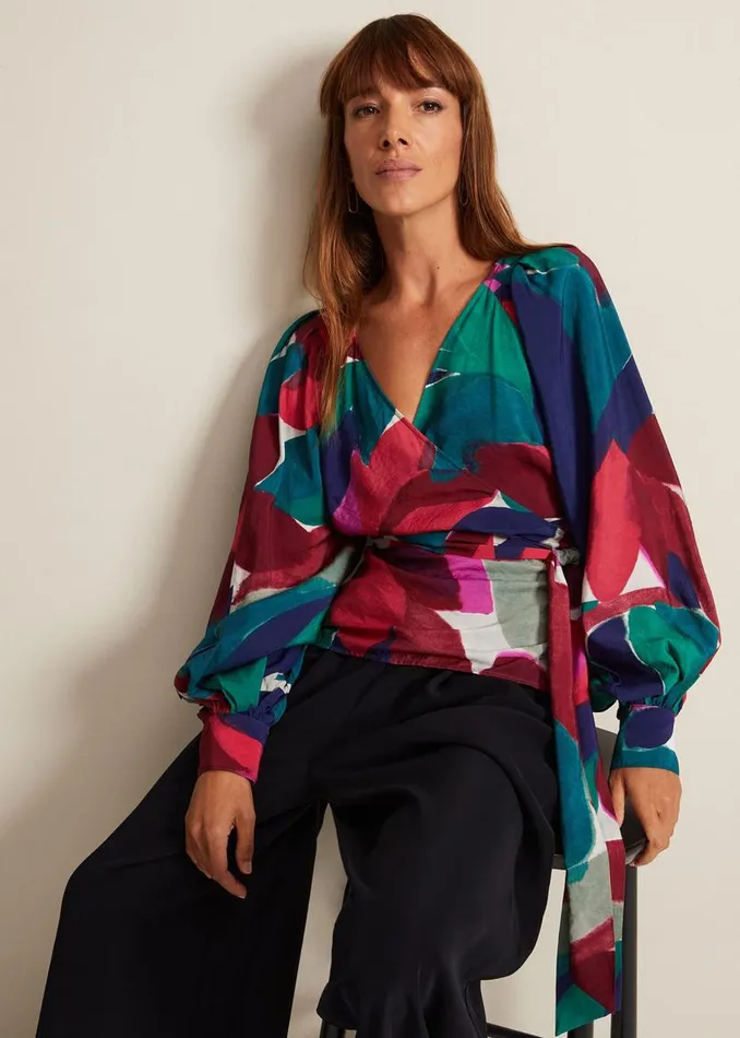 Phase Eight Shirts and Blouses Shalni Abstract Floral Wrap Top Multicoloured 8211 Women Phase Eight Shirts and Blouses Shalni Abstract Floral Wrap Top Multicoloured 8211 Women