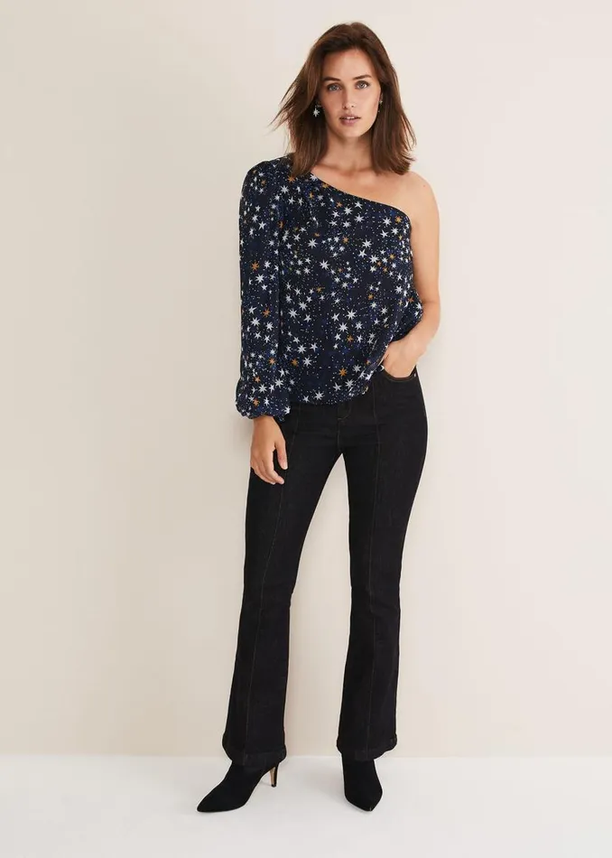 Phase Eight Shirts and Blouses Zeba Star One Shoulder Blouse Navy 8211 Women Phase Eight Shirts and Blouses Zeba Star One Shoulder Blouse Navy 8211 Women