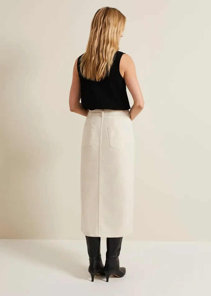 Phase Eight Skirts Amani Ecru Denim Midi Skirt Natural 8211 Women
