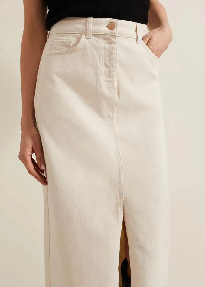 Phase Eight Skirts Amani Ecru Denim Midi Skirt Natural 8211 Women