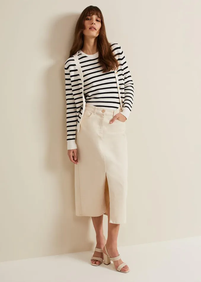Phase Eight Skirts Amani Ecru Denim Midi Skirt Natural 8211 Women