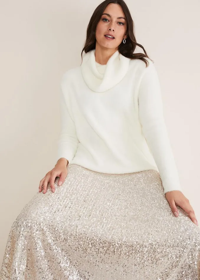 Phase Eight Skirts Celeste Sequin Pleat Skirt Silver 8211 Women