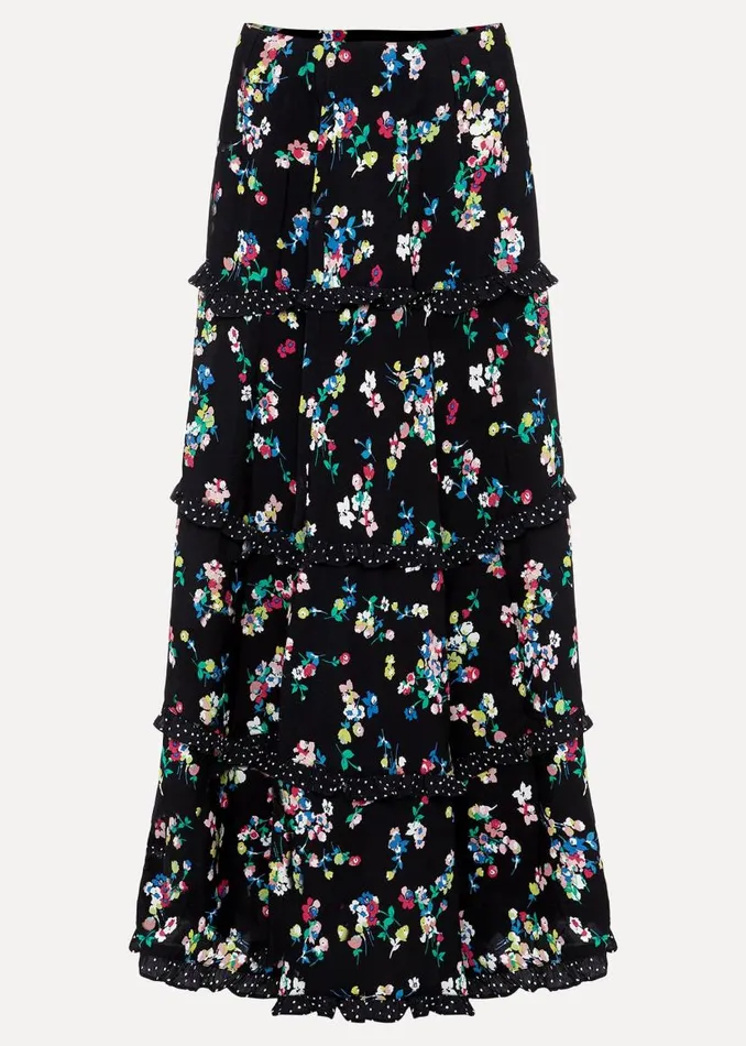 Phase Eight Skirts Hudson Floral Tiered CoOrd Skirt Blackivory 8211 Women