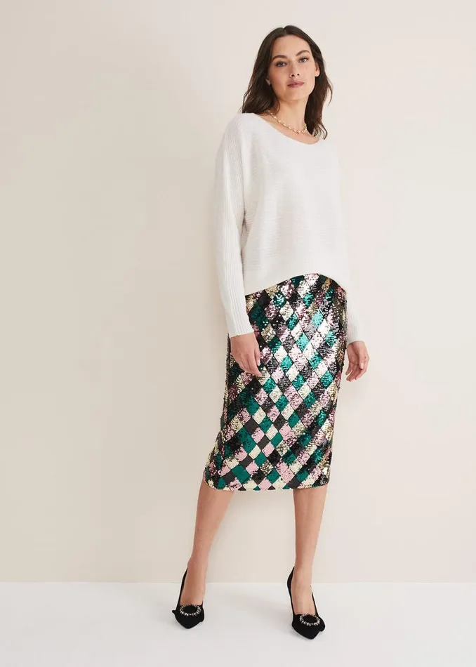 Phase Eight Skirts Mari Diamond Sequin Midi Skirt CoOrd Multicoloured 8211 Women Phase Eight Skirts Mari Diamond Sequin Midi Skirt CoOrd Multicoloured 8211 Women