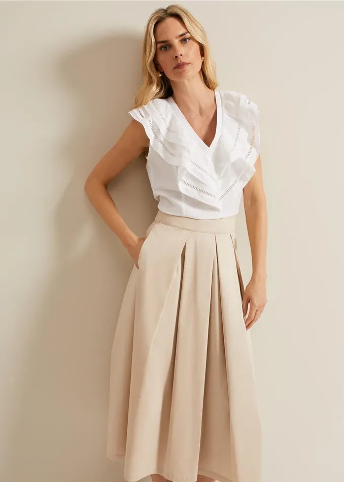 Phase Eight Skirts Trinity Pleated Skirt Stone 8211 Women