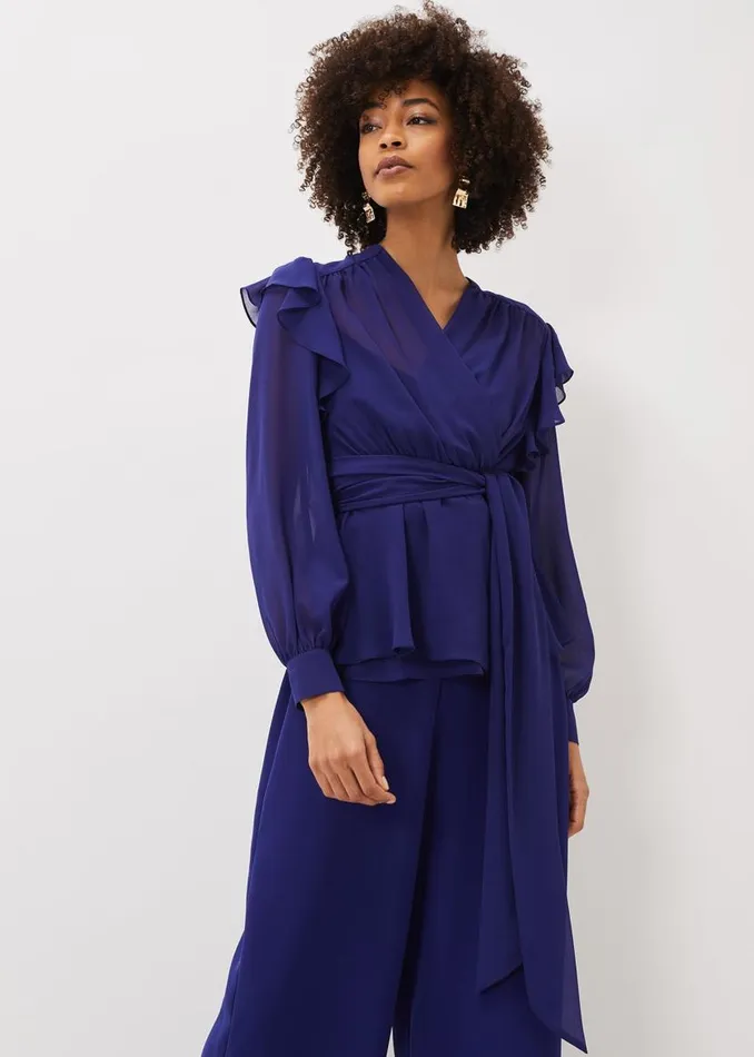 Phase Eight Tops and TShirts Avril Frill Wrap Co Ord Top Violet 8211 Women