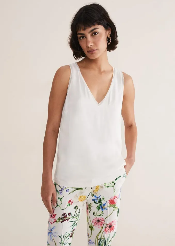 Phase Eight Tops and TShirts Bellamy Satin Sleeveless Top Oyster 8211 Women