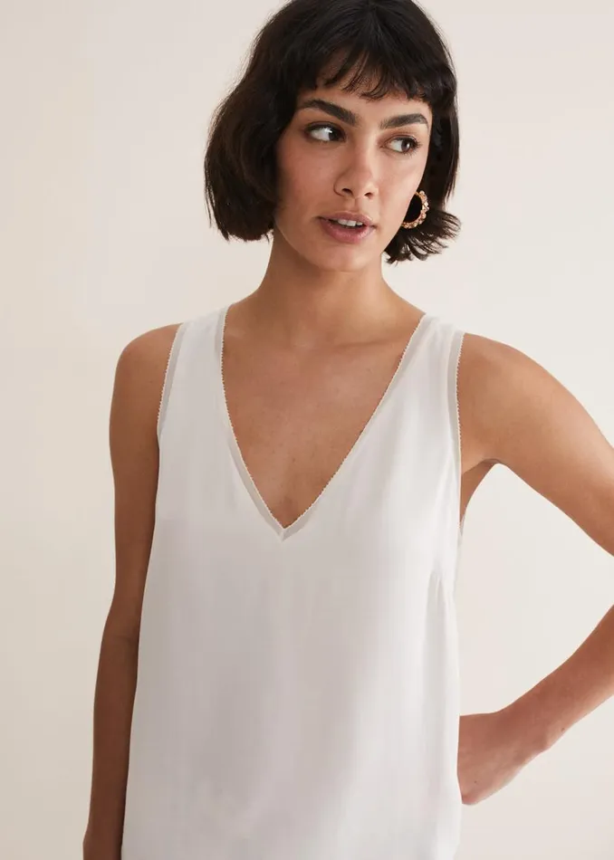 Phase Eight Tops and TShirts Bellamy Satin Sleeveless Top Oyster 8211 Women