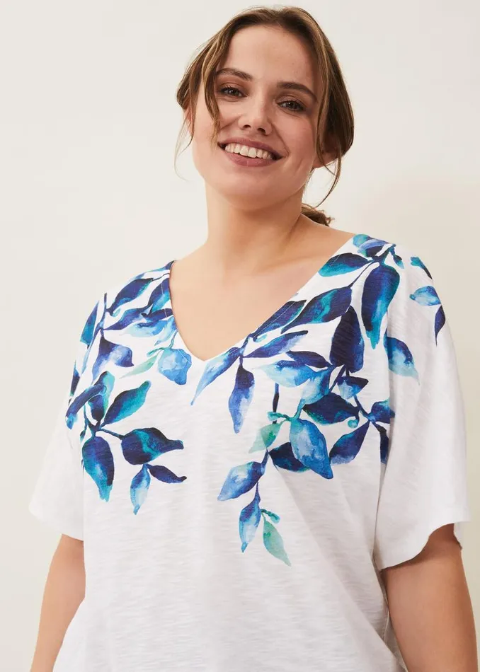 Phase Eight Tops and TShirts Camilla Leaf Print Top Ivory Multi 8211 Women