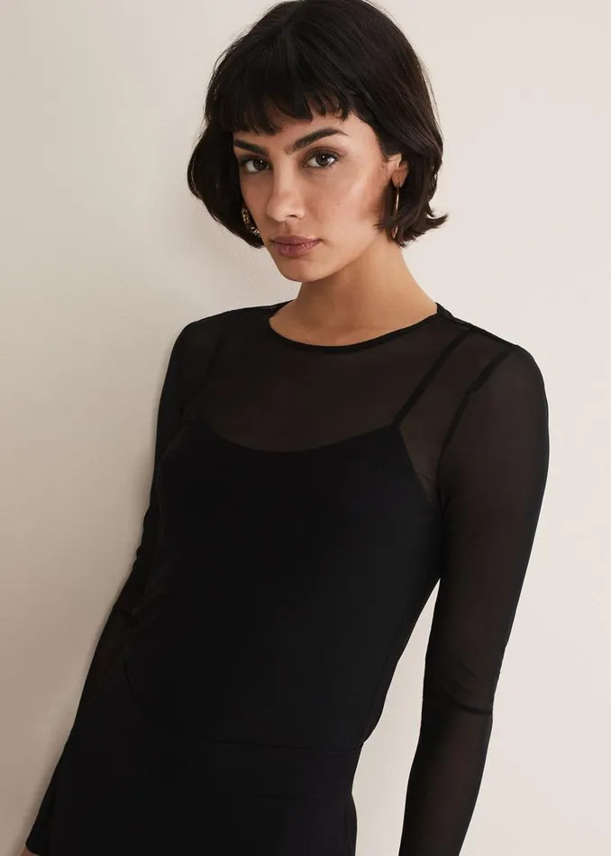 Phase Eight Tops and TShirts Eleena Black Mesh Top Black 8211 Women